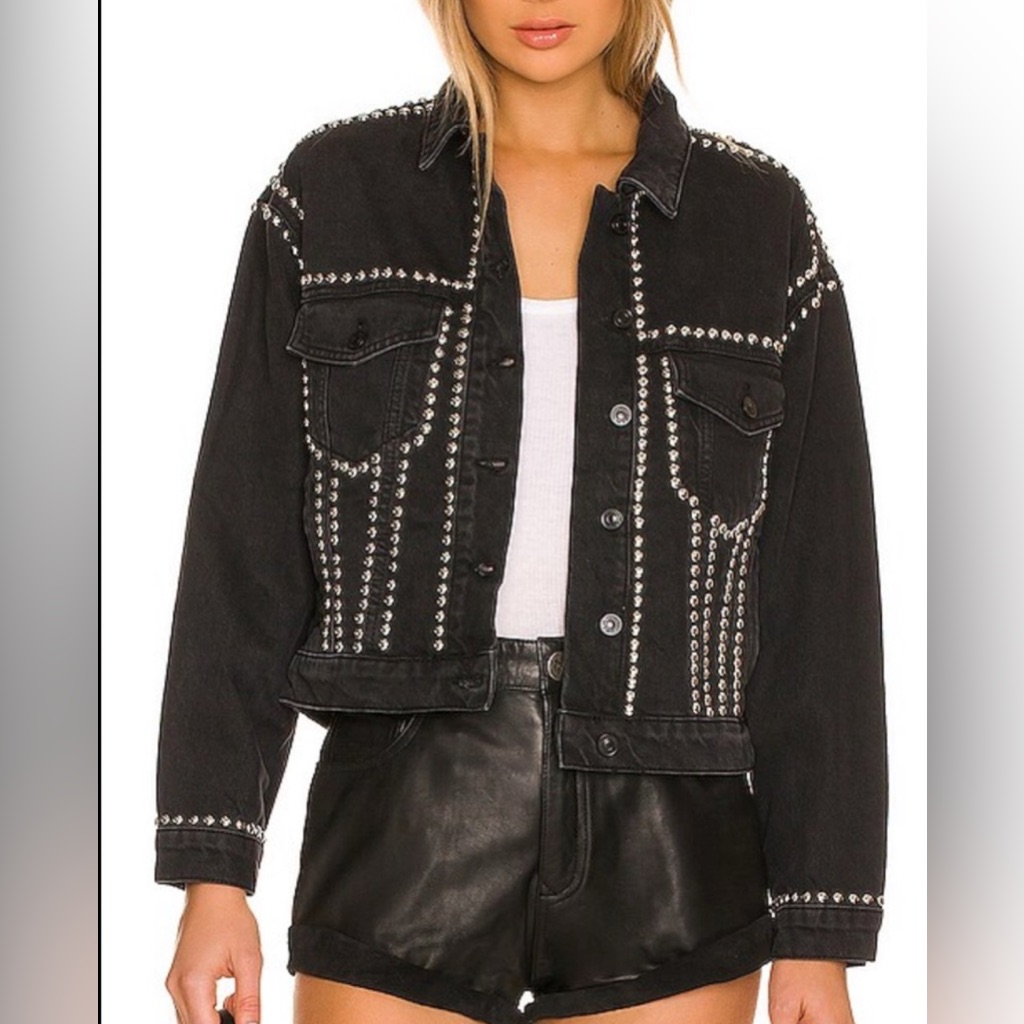 Allsaints Bella Studded Denim Jacket Size 12